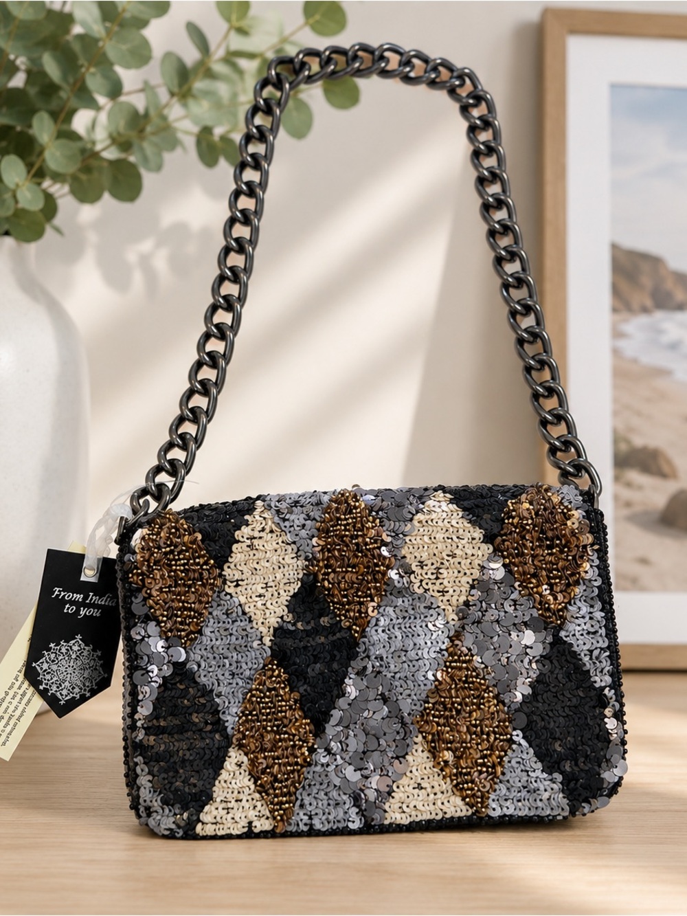✨ Handcrafted Beaded & Sequin Shoulder Bag | From India